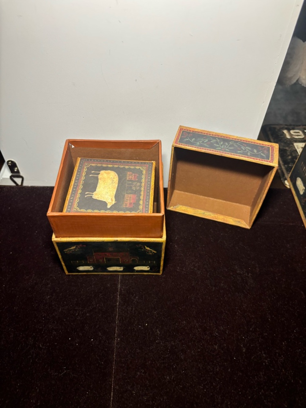 Farmhouse Nested Storage Boxes - Rust and Black - Picture 10 of 13